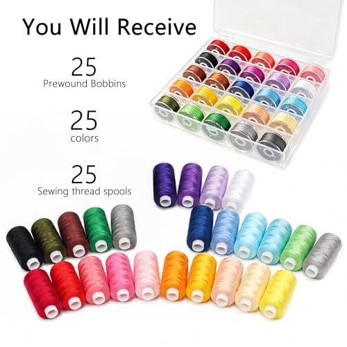 50pcs Sewing Thread Kit 25 Colors 400 Yards