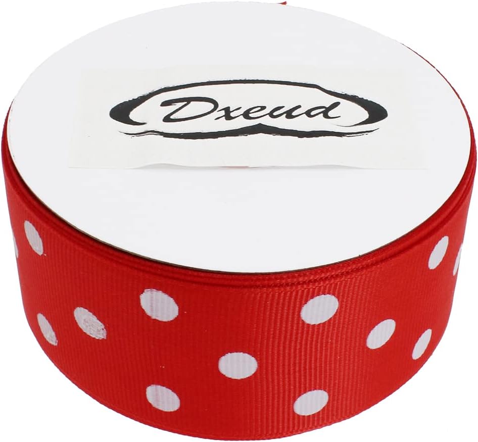 Polka Dot Grosgrain Ribbon 25 Yard Each Roll 100% Polyester (1/1-2", Red) - Crafty Corner