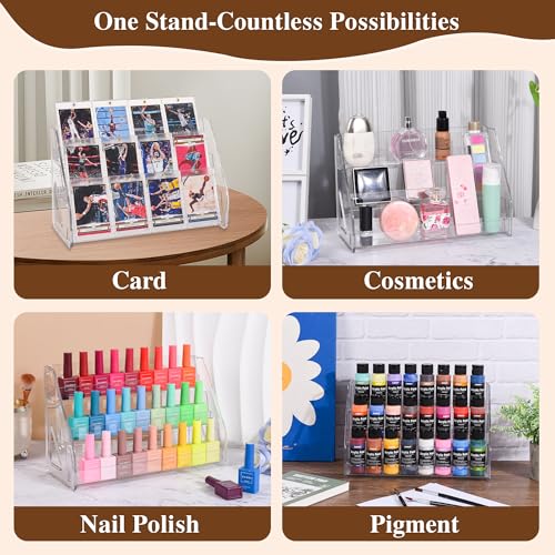 Elevated 3 Tier Clear Acrylic Card Display Stand for Trading Cards
