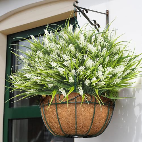 20 Bundles Artificial Plants Outdoor Fake Monkey Grass with Flowers (20 Count)