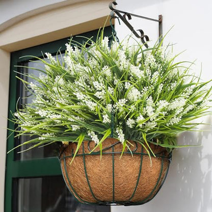 20 Bundles Artificial Plants Outdoor Fake Monkey Grass with Flowers (20 Count)