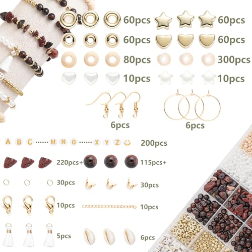 Jewelry Making Supplies Kit Natural Stone Beads for Irregular Natural Stone with for DIY Craft Bracelet Necklace Earrings for Adults