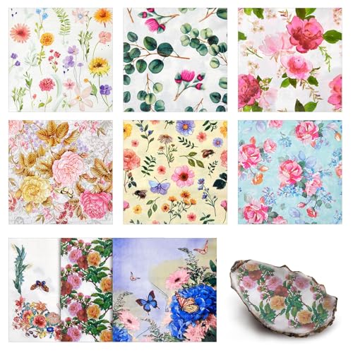 36 Pack 9 Styles Decoupage Napkins Rural Floral Napkins (36 Count)