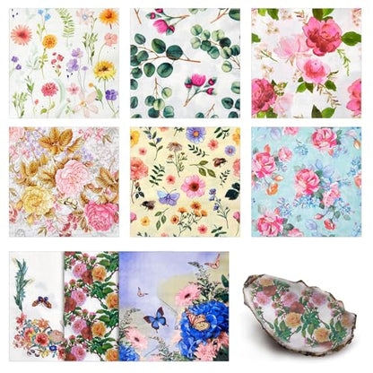 36 Pack 9 Styles Decoupage Napkins Rural Floral Napkins (36 Count)