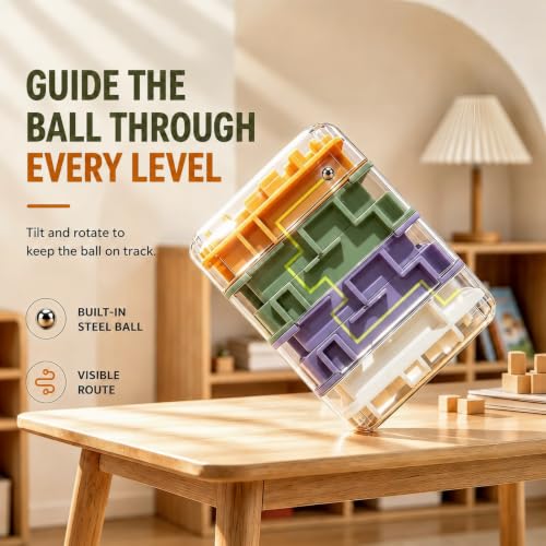 4 Layer 2 in 1 3D Rolling Ball Maze Cube