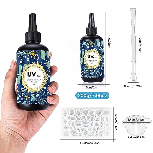 Crystal Clear Hard UV Resin Upgraded Formula Ultraviolet Fast Curing for Jewelry Making Craft Decoration Hard Transparent Glue Solar Cure Sunlight Activated Resin Casting & Coating (7 Ounce)