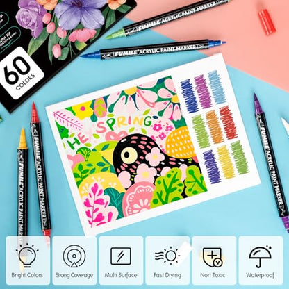 60Color Acrylic Paint Markers Set (60 Count)