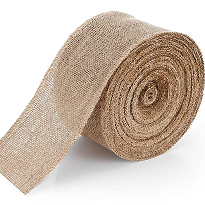 20 Yard 4 Inches Burlap Ribbon Wide Jute Ribbon Natural Burlap Fabric Roll Wired Edge for Wreaths