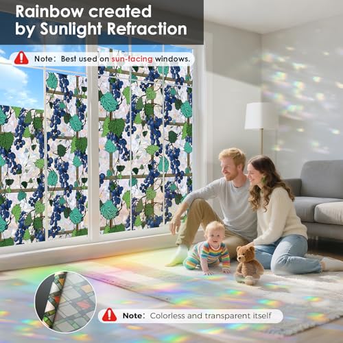 Rainbow 3D Window Stained Glass Privacy Film Decorative