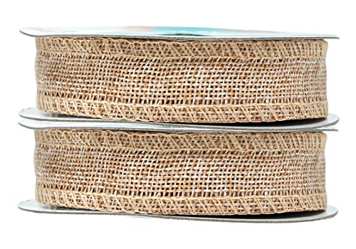 1 Inch Wide Natural Burlap Ribbon for Crafts (60 Foot)
