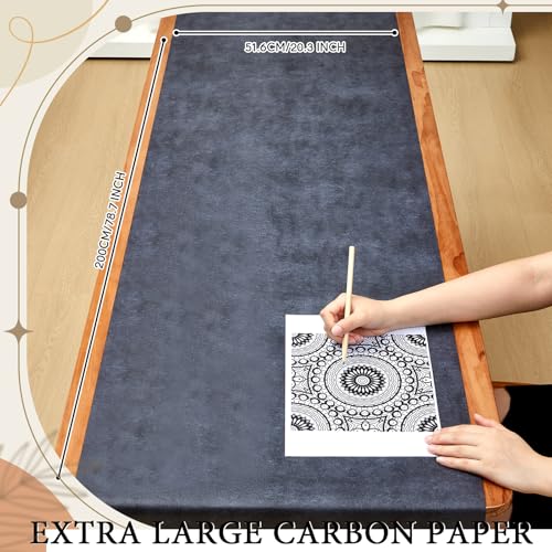 5 Sheets Large Carbon Paper for Tracing 20.3 x 78.7 Inch Graphite Transfer Paper Waxed Carbon Transfer Paper for Wood (5 .)
