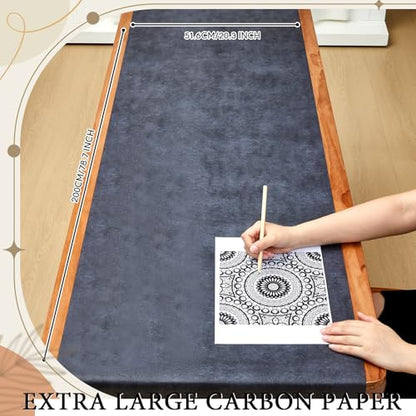 5 Sheets Large Carbon Paper for Tracing 20.3 x 78.7 Inch Graphite Transfer Paper Waxed Carbon Transfer Paper for Wood (5 .)