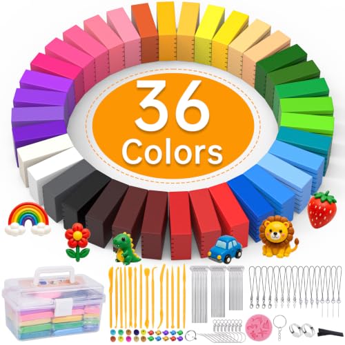 118 Pcs Polymer Clay Kit 36 Colors Oven Bake Clay 40g Large Block