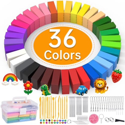118 Pcs Polymer Clay Kit 36 Colors Oven Bake Clay 40g Large Block