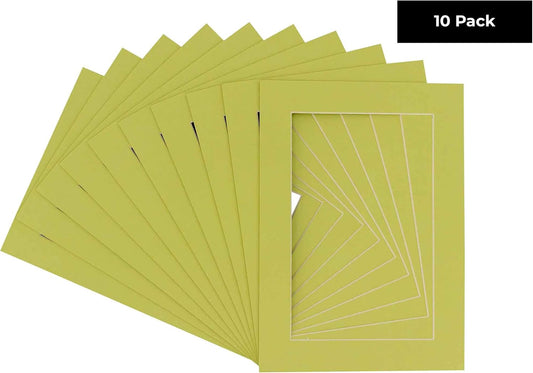 11x14 Mat for 8.5x11 Photo - Precut Pistachio Green Picture Matboard for Frames 11 x 14 Inches - Bevel Cut to Display Art 8.5 x 11 Inches - Acid Free Pack of 10 MATS with Backing Boards & Clear Bags