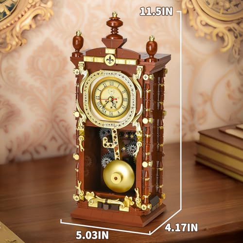 Mechanical Retro Clock Building Set Adults Teen Boy STEM Toys (751 Count)