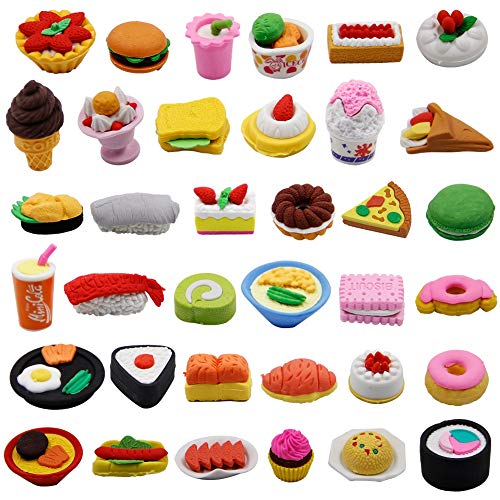 72 Pcs Assorted Food Pencil Erasers Toy Set (72 Count)