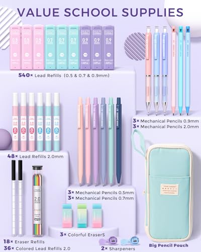 36PCS Mechanical Pencil Set with 624 Lead Refills