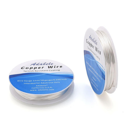 Adabele 32 Feet Premium Tarnish Resistant Round Jewelry Wire Copper Beading Wire Spool Bulk (1mm/18 Gauge) Sterling Silver Plated for DIY Craft Jewelry Making BF285-10 - Crafty Corner