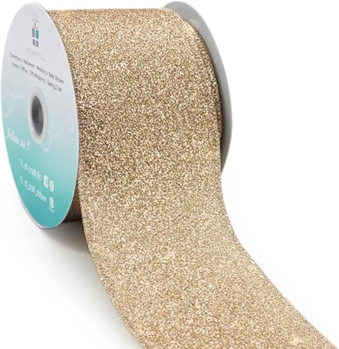 Glitter Wired Ribbon 2.5" x 10 Yards Gold (30 Foot)