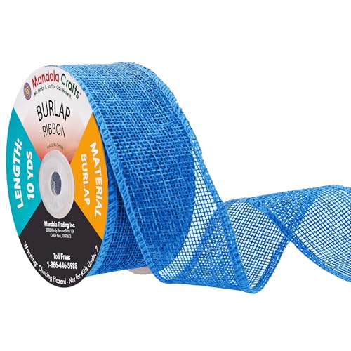1 1 2 Inch Wide Sky Blue Burlap Ribbon for Crafts (120 Feet)
