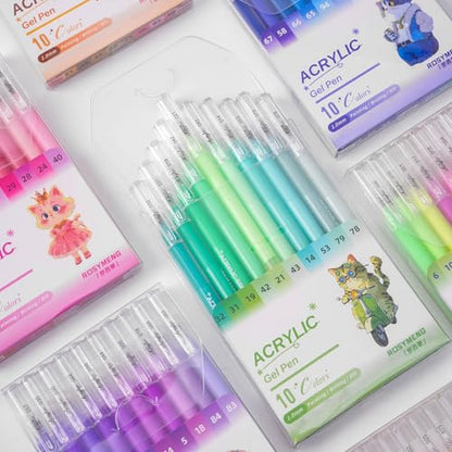 ROSYMENG 10 Colors Acrylic Gel Pens Set (10 Count)