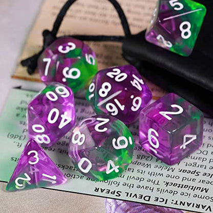 DND Dice Set D&D Polyhedral Dice with Dice Bag (7 Count)