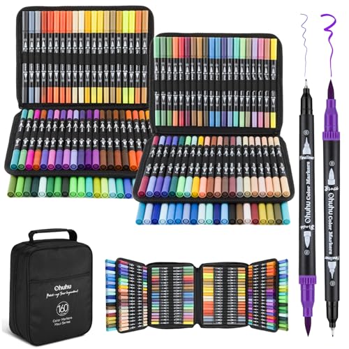 Adult Coloring Book Markers 160 Color Dual Tip Water (160 Count)