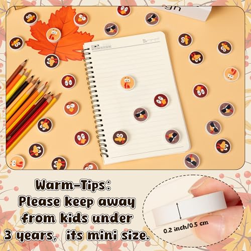 60Pcs Thanksgiving Mini Erasers Bulk Cute Cartoon Turkey Pencil Erasers 3D Assorted Novelty Stationery for Student Classroom Prizes Homework Rewards Autumn Party Goodies Filling Supplies (60 Count)