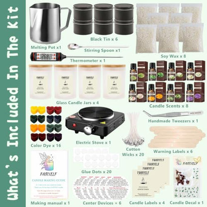 Soy Candle Making Kit for Adults & Hot Plate (96 Count)