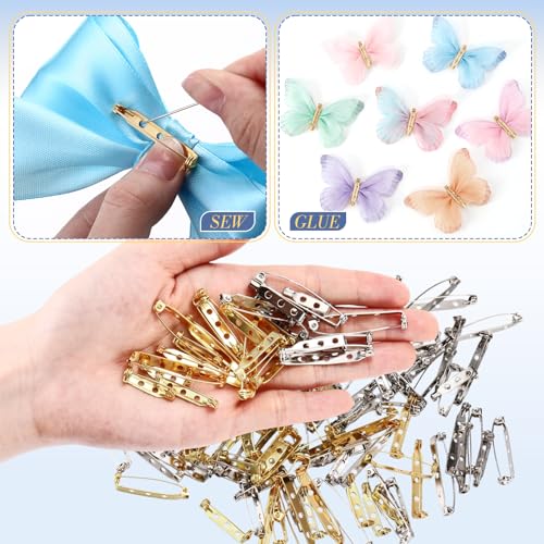 200 Pcs Brooch Pin Backs Bar Pins Backs for Crafts Safety Clasp with Plastic Box (200 Count)