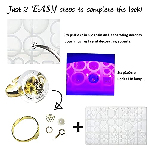 Cabochon Gem Silicone Mold 2 Trays for Resin Casting Jewelry Making (176 Count)