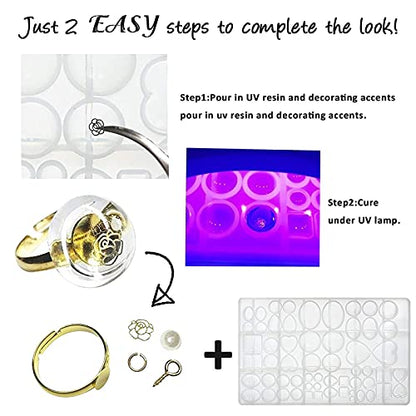 Cabochon Gem Silicone Mold 2 Trays for Resin Casting Jewelry Making (176 Count)