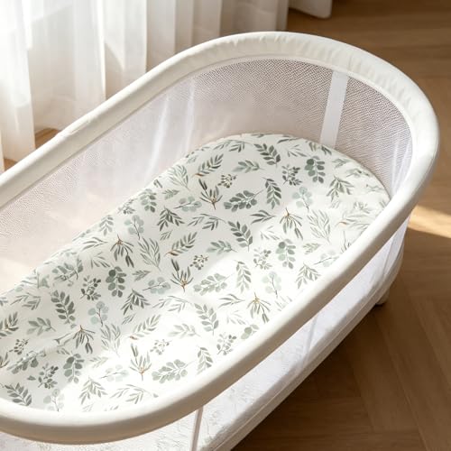 Organic Baby Bassinet Sheets 2 Pack 33”x17” 100% Muslin Cotton for Baby Girl Boy (2 Count)