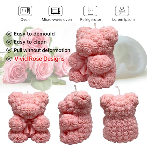 Bowtie Rose Bear Candle Mold