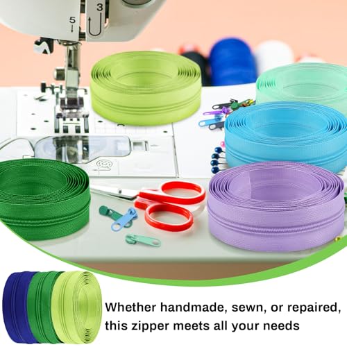 31 Yards 28 m 10 Pieces Sewing Zippers #3 Nylon Coil Zippers Assorted Zipper for Sewing with 40 Zipper Sliders for DIY Tailor Sewing Crafts Supplies (10 Count)