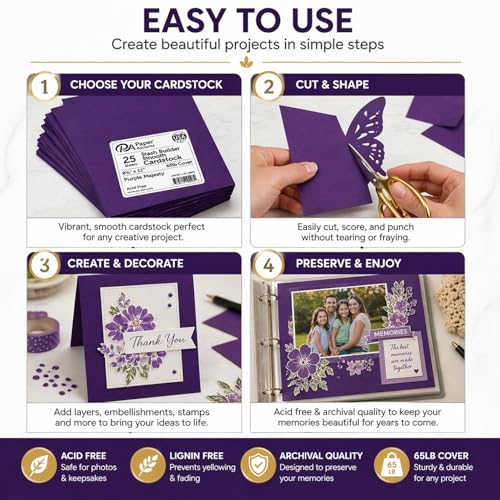 PA Paper Accents Stash Builder Cardstock 8.5" x 11" Purple Majesty