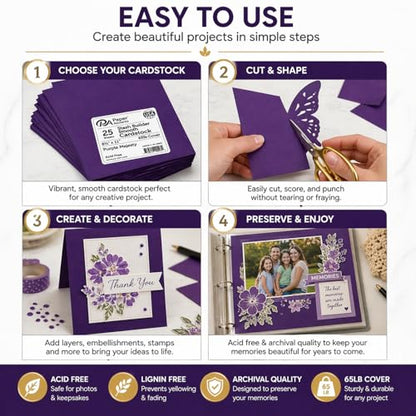 PA Paper Accents Stash Builder Cardstock 8.5" x 11" Purple Majesty