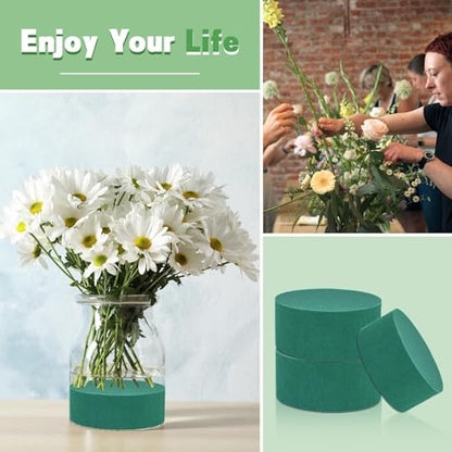 4Pcs Floral Foam Round SUPKING 3.15" Small Green Wet Dry Flower Foam Blocks Florist Plant Foam for Artificial and Fresh Flower Arrangement