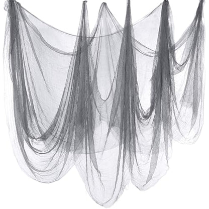 Halloween Cheese cloth 70.87 x 196.85 Inch Gray Cheesecloth Roll for Crafts Large Cotton Muslin Gauze Fabric for Halloween Outdoor & Indoor Spooky Decoration