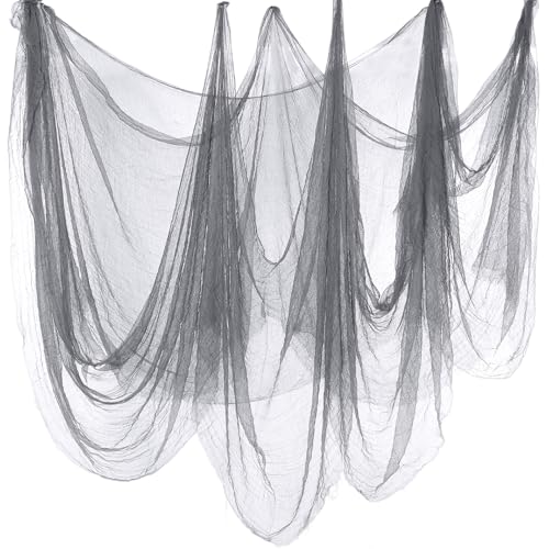 Halloween Cheese cloth 70.87 x 196.85 Inch Gray Cheesecloth Roll for Crafts Large Cotton Muslin Gauze Fabric for Halloween Outdoor & Indoor Spooky Decoration