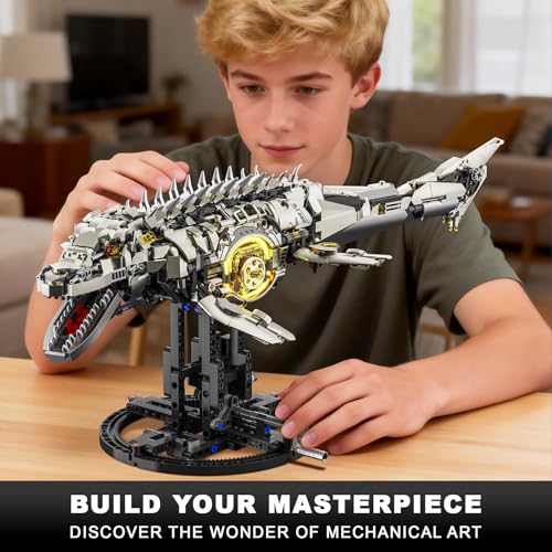 Mechanical Mosasaurus Dinosaur Building Block Set for Adults