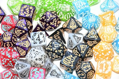 Double Colors Polyhedral Dice Sets with Pouches for D&D DND RPG MTG Dungeon and Dragons Table Board Roll Playing Games D4 D6 D8 D10 D% D12 D20 (49 Count)
