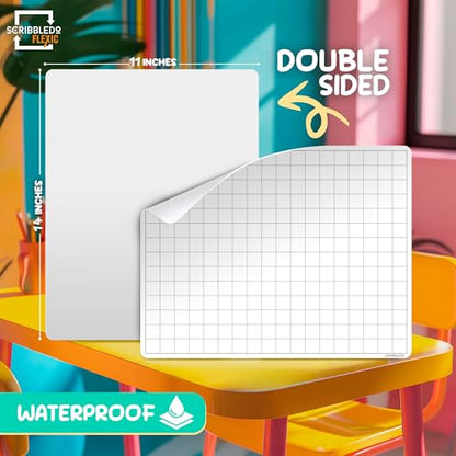 Large Grid Dry Erase Sheets 11”x14” Math Practice Small White Board Sheets Math Manipulatives Quad Graph Whiteboard Sheets Math Supplies Homeschool Teacher Students Classroom Pack of 10 (10 Count)