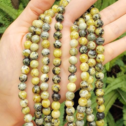 60pcs Adabele Natural Yellow Turquoise Gemstone 6mm Round Beads (62 Count)