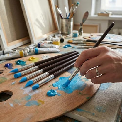 5pcs Artist Paint Brush Set Silicon Brushes for Painting Masking Fluid Clay Molding (5 Count)
