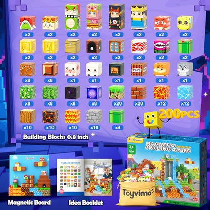 200PCS Magnetic Blocks Educational Toys for Kids Ages 3 (200 Count)