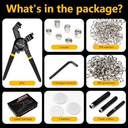 Heavy Duty Grommet Tool Kit of 1 (900 Count)