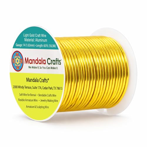 14 Gauge Light Gold Tone Anodized Aluminum Craft Wire 60 FT