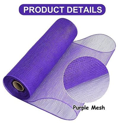 2 Rolls 10 Inch Purple Decorative Mesh Ribbbon Rolls (60 Foot)